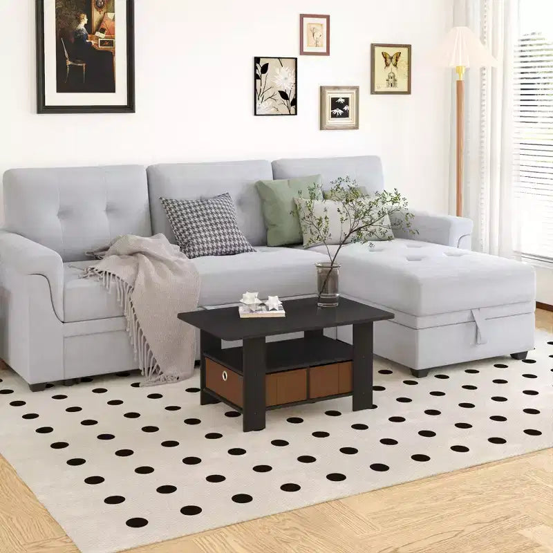 HOMLUX 31 Table Basse Salon Moderne avec Tiroir de Rangement et Étagère Ouverte