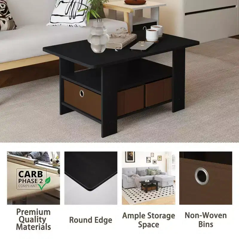 HOMLUX 31 Table Basse Salon Moderne avec Tiroir de Rangement et Étagère Ouverte