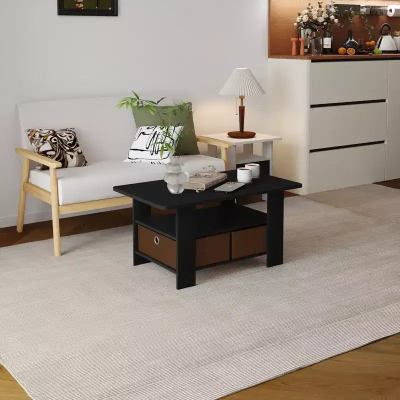 HOMLUX 31 Table Basse Salon Moderne avec Tiroir de Rangement et Étagère Ouverte