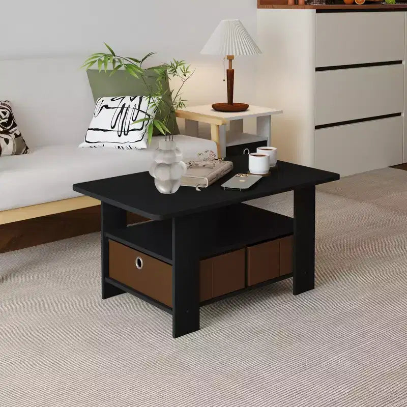 HOMLUX 31 Table Basse Salon Moderne avec Tiroir de Rangement et Étagère Ouverte
