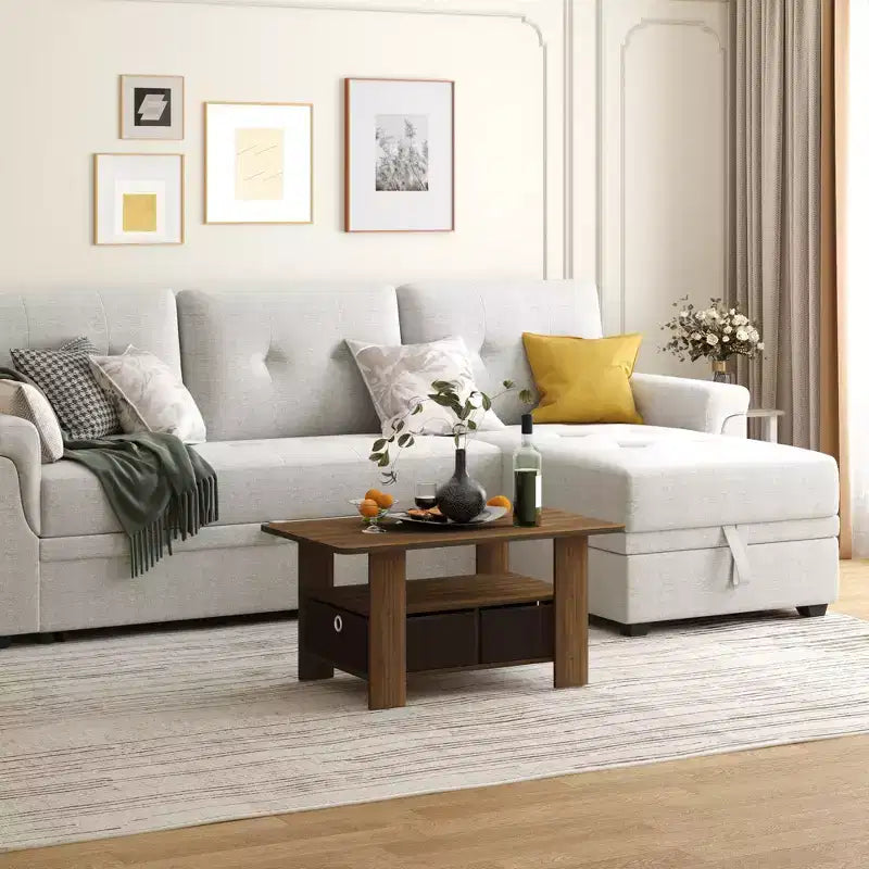 HOMLUX 31 Table Basse Salon Moderne avec Tiroir de Rangement et Étagère Ouverte