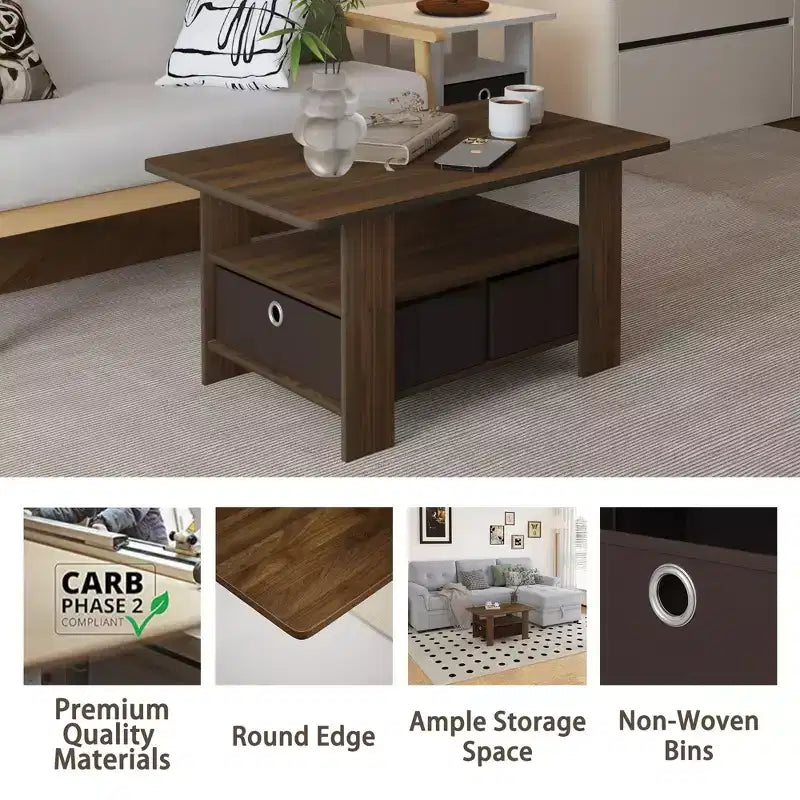 HOMLUX 31 Table Basse Salon Moderne avec Tiroir de Rangement et Étagère Ouverte