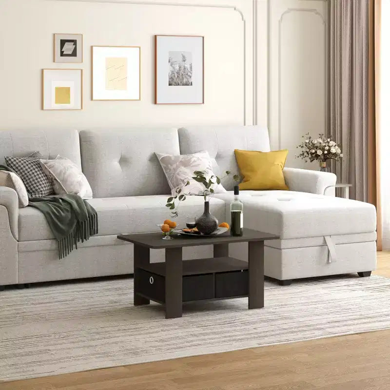 HOMLUX 31 Table Basse Salon Moderne avec Tiroir de Rangement et Étagère Ouverte