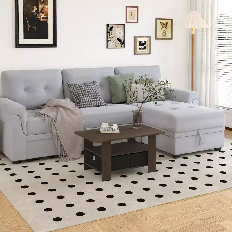 HOMLUX 31 Table Basse Salon Moderne avec Tiroir de Rangement et Étagère Ouverte
