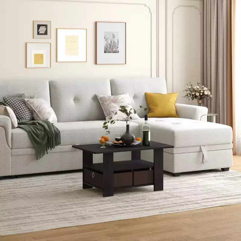 HOMLUX 31 Table Basse Salon Moderne avec Tiroir de Rangement et Étagère Ouverte