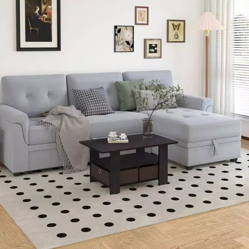 HOMLUX 31 Table Basse Salon Moderne avec Tiroir de Rangement et Étagère Ouverte