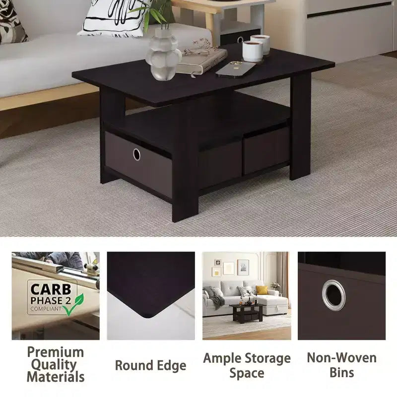 HOMLUX 31 Table Basse Salon Moderne avec Tiroir de Rangement et Étagère Ouverte