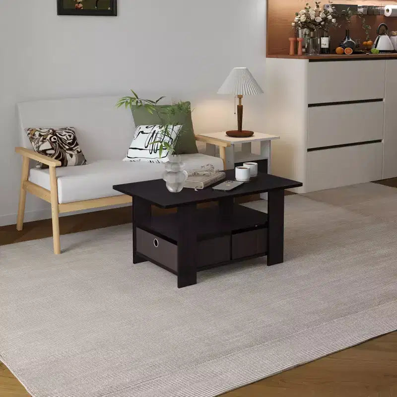 HOMLUX 31 Table Basse Salon Moderne avec Tiroir de Rangement et Étagère Ouverte