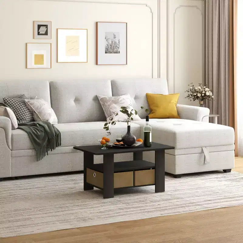 HOMLUX 31 Table Basse Salon Moderne avec Tiroir de Rangement et Étagère Ouverte