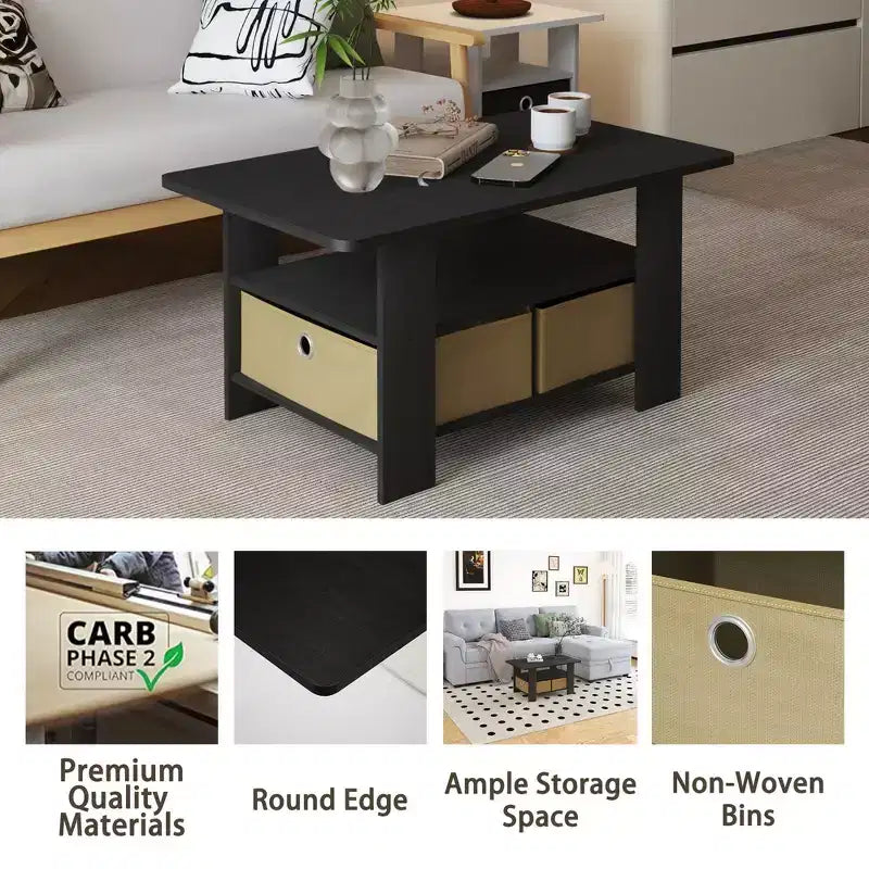 HOMLUX 31 Table Basse Salon Moderne avec Tiroir de Rangement et Étagère Ouverte