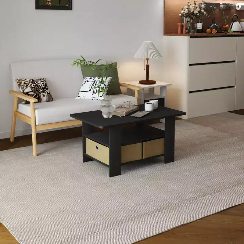 HOMLUX 31 Table Basse Salon Moderne avec Tiroir de Rangement et Étagère Ouverte