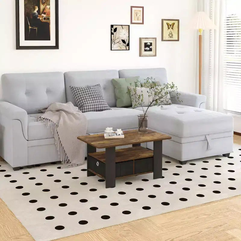 HOMLUX 31 Table Basse Salon Moderne avec Tiroir de Rangement et Étagère Ouverte