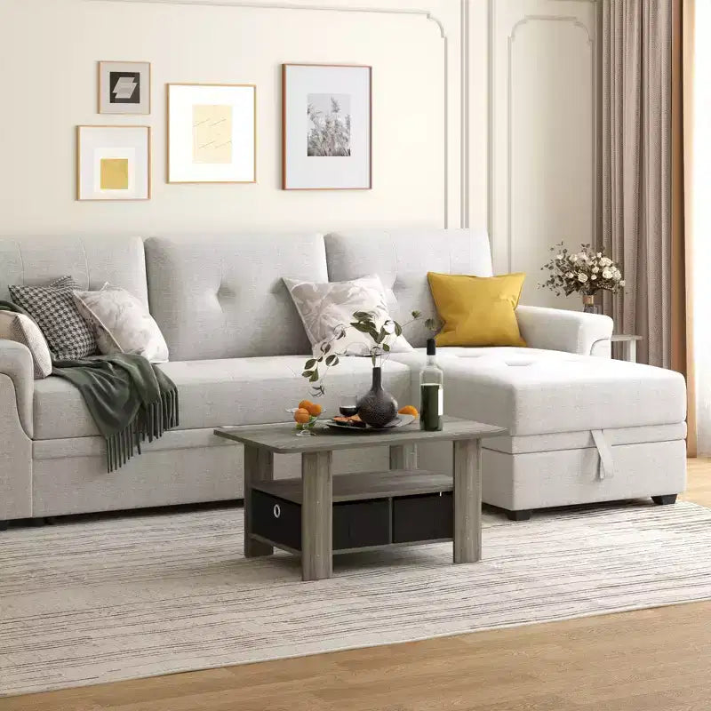 HOMLUX 31 Table Basse Salon Moderne avec Tiroir de Rangement et Étagère Ouverte