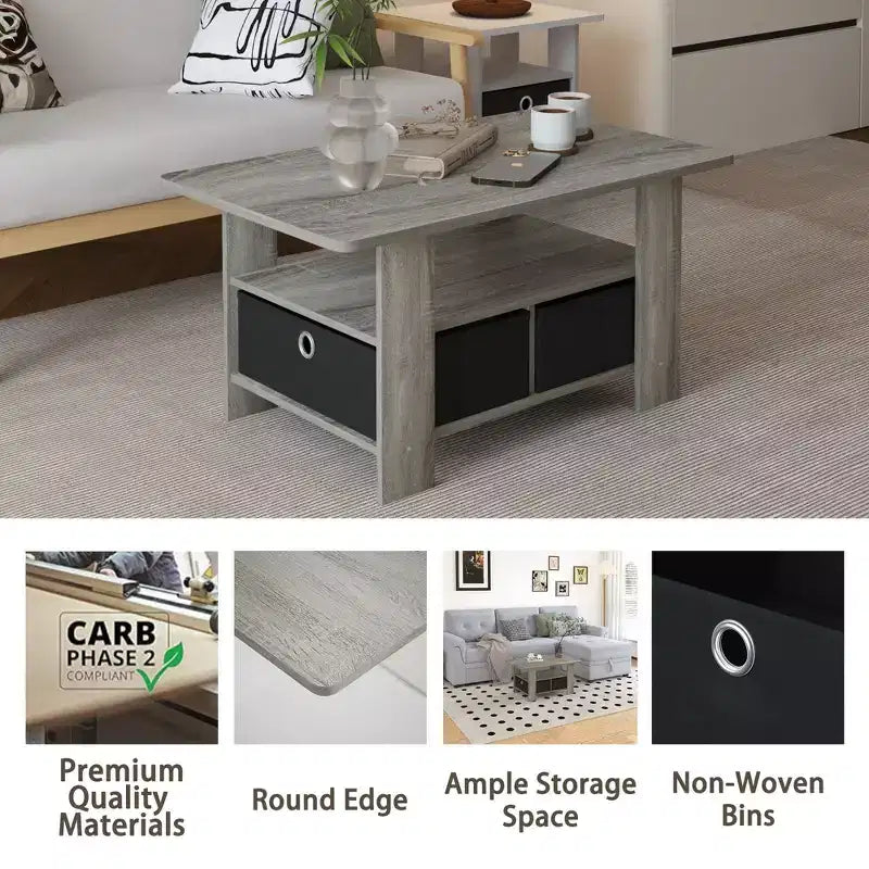 HOMLUX 31 Table Basse Salon Moderne avec Tiroir de Rangement et Étagère Ouverte
