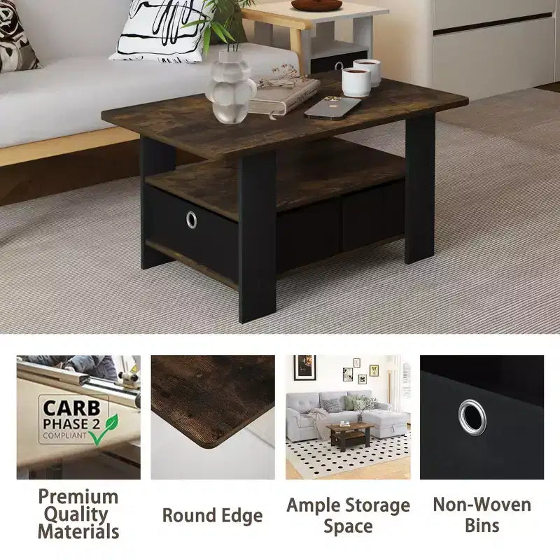 HOMLUX 31 Table Basse Salon Moderne avec Tiroir de Rangement et Étagère Ouverte