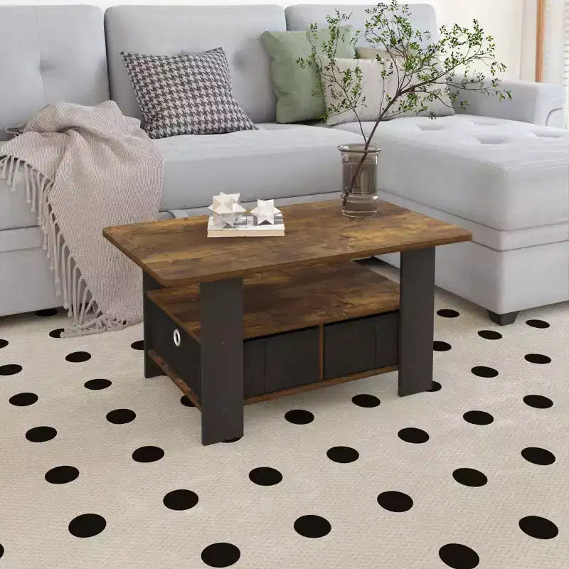 HOMLUX 31 Table Basse Salon Moderne avec Tiroir de Rangement et Étagère Ouverte