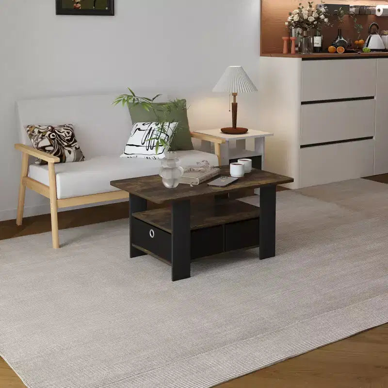 HOMLUX 31 Table Basse Salon Moderne avec Tiroir de Rangement et Étagère Ouverte