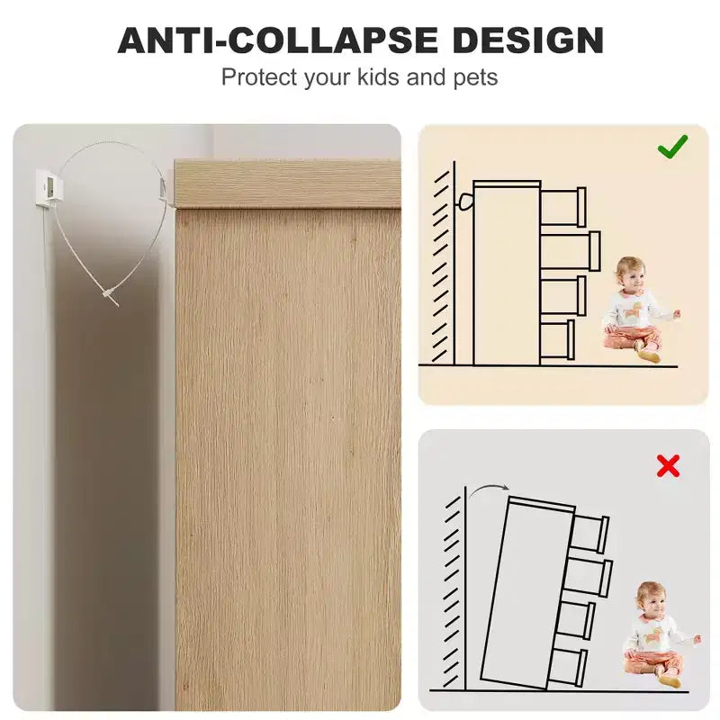 Commode moderne à 4 tiroirs COZONY avec poignées encastrées, meuble de rangement en bois pour chambre, salon ou chambre d'enfant