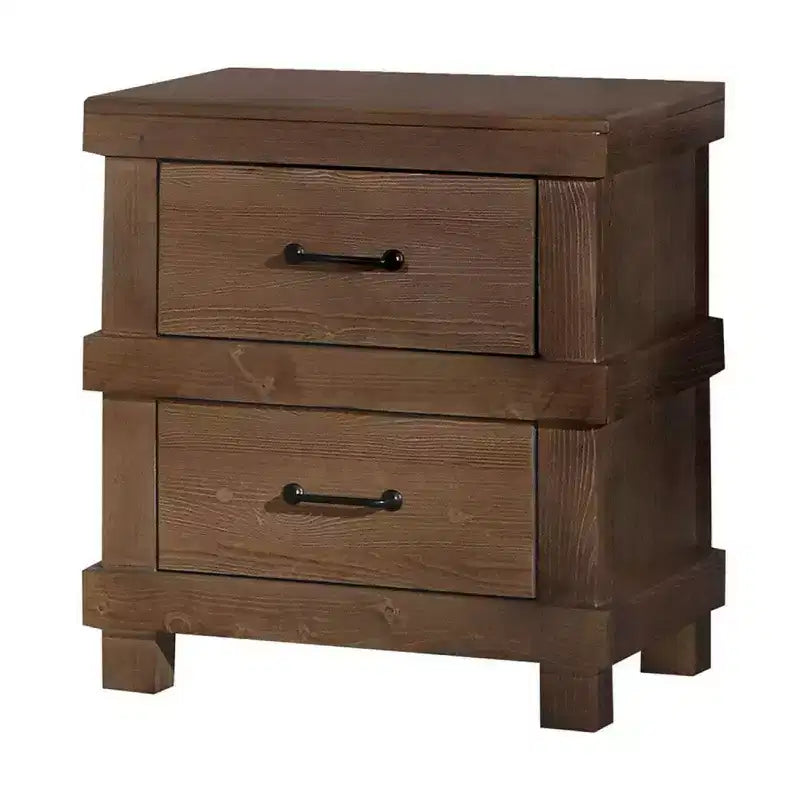 Royal Hampton Drawer Nightstand With Metal Handle, Antique Oak