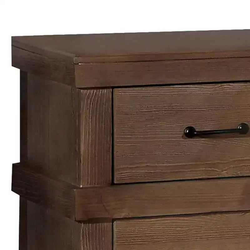 Royal Hampton Drawer Nightstand With Metal Handle, Antique Oak