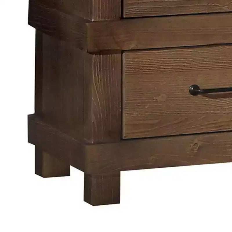 Royal Hampton Drawer Nightstand With Metal Handle, Antique Oak