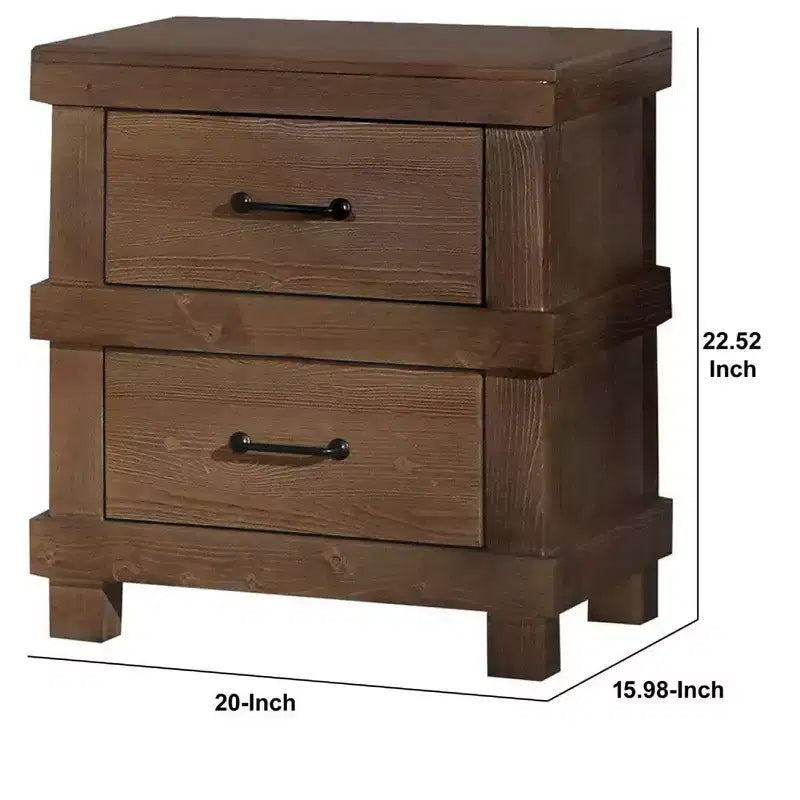 Royal Hampton Drawer Nightstand With Metal Handle, Antique Oak