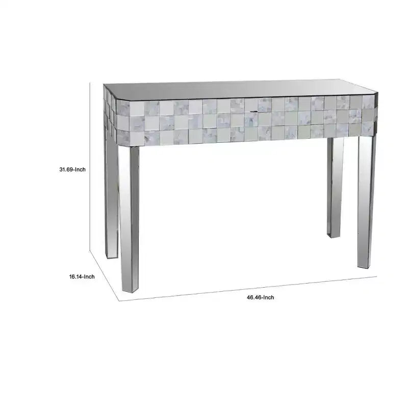 Royal Hampton Chequered Pattern Console Table In Rectangular Shape, Clear