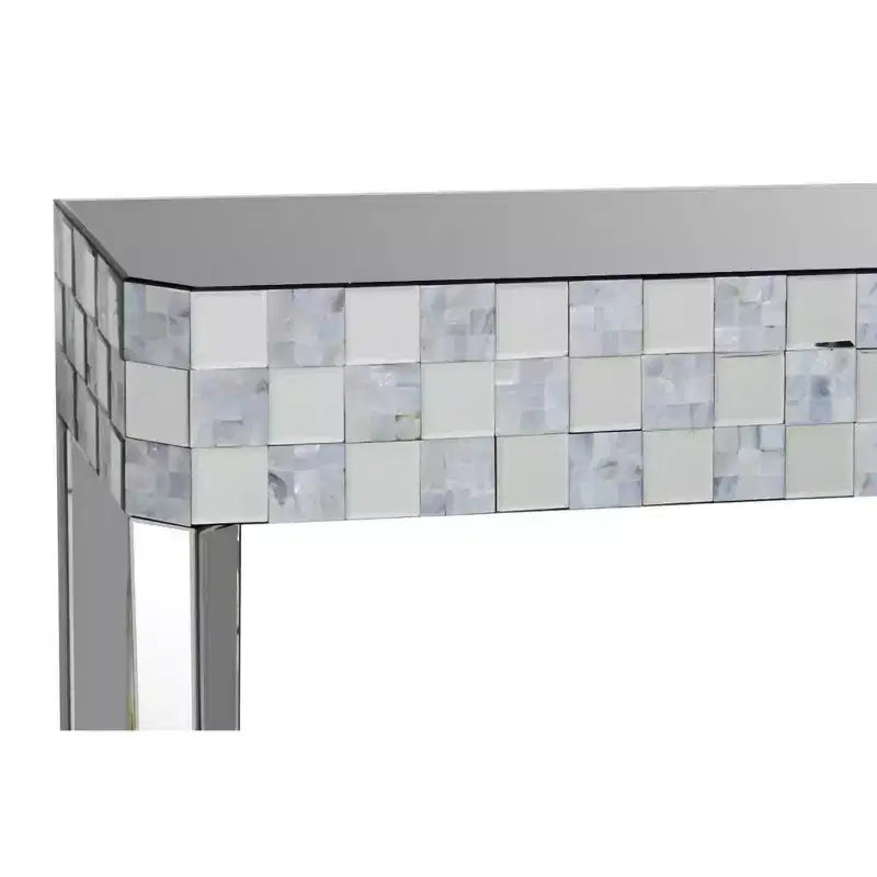 Royal Hampton Chequered Pattern Console Table In Rectangular Shape, Clear