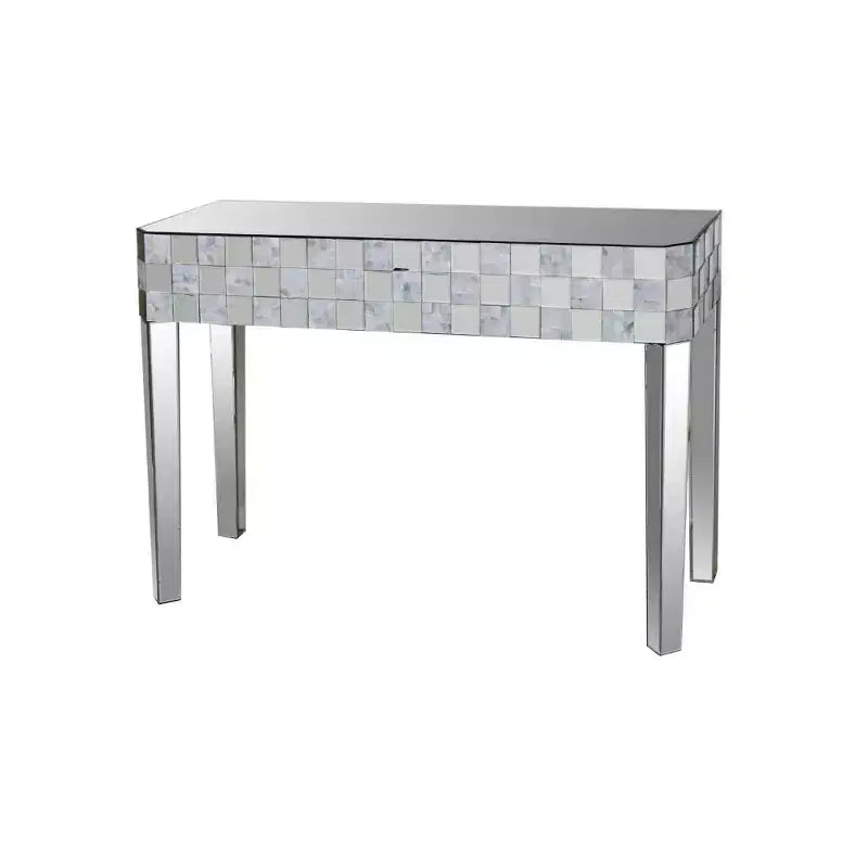 Royal Hampton Chequered Pattern Console Table In Rectangular Shape, Clear