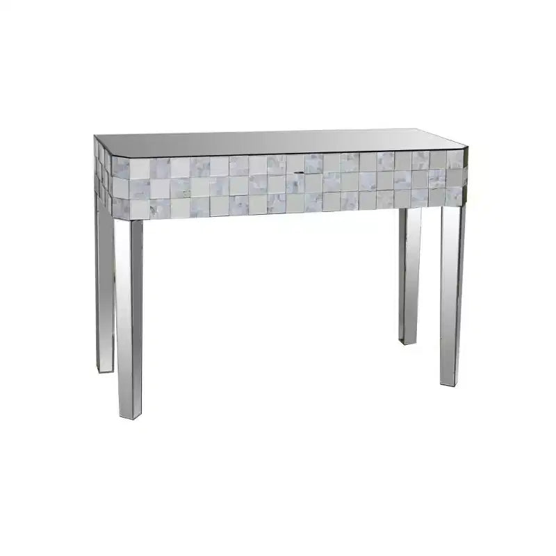 Royal Hampton Chequered Pattern Console Table In Rectangular Shape, Clear