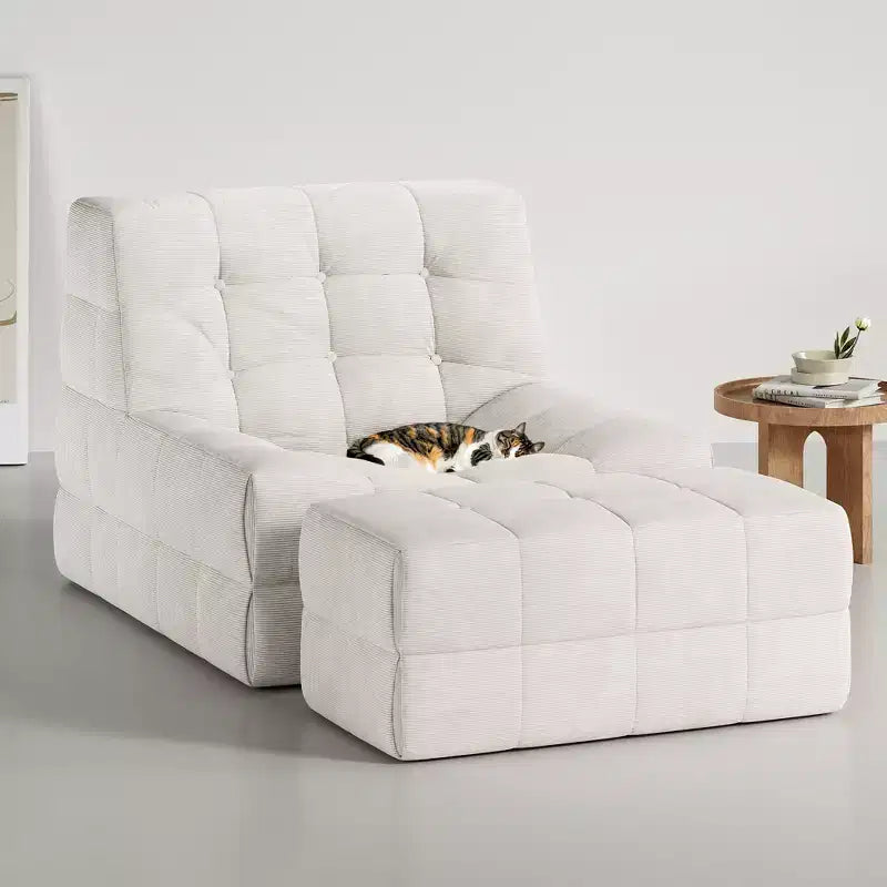 GDFStudio Hayes Ergonomic Memory Foam Bean Bag Chair with Ottoman