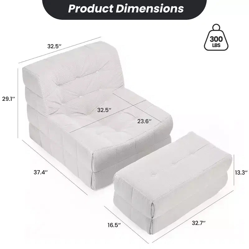 GDFStudio Hayes Ergonomic Memory Foam Bean Bag Chair with Ottoman