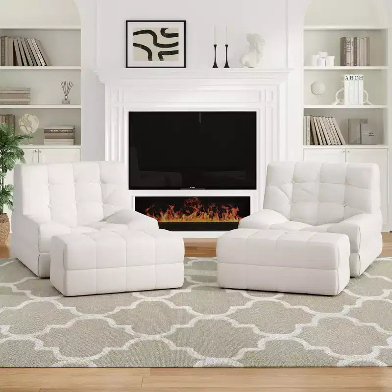 GDFStudio Hayes Ergonomic Memory Foam Bean Bag Chair with Ottoman