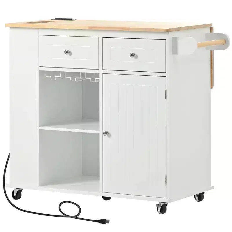 PexFix 39,8 po L x 33,7 po H Îlot de cuisine avec abattant, casier à vin et rangement réglable, blanc