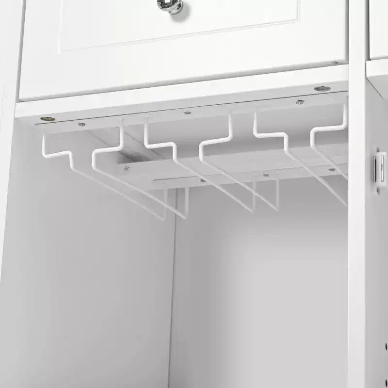 PexFix 39,8 po L x 33,7 po H Îlot de cuisine avec abattant, casier à vin et rangement réglable, blanc