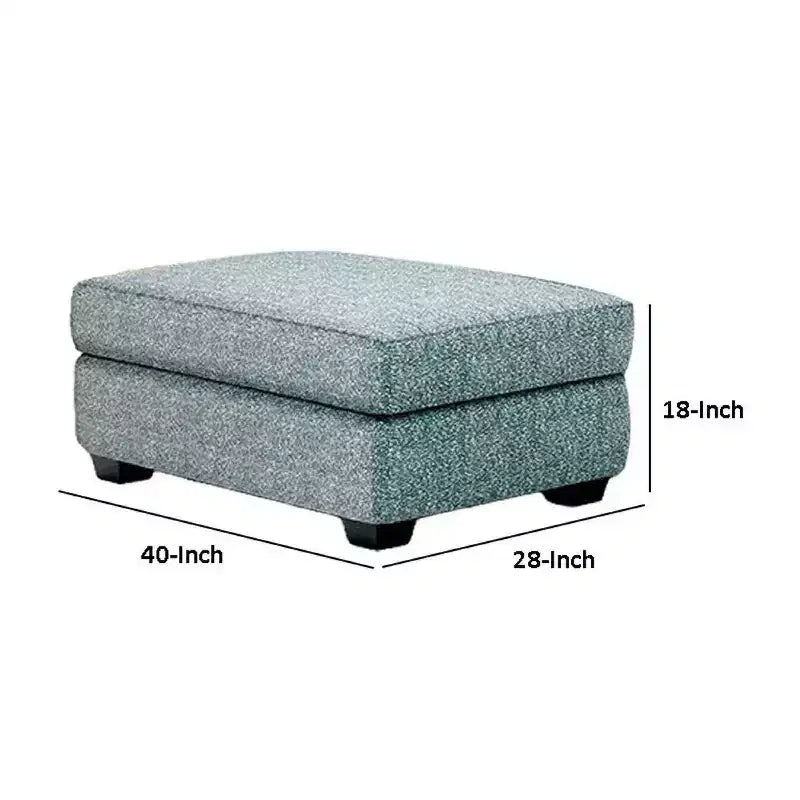 Royal Hampton Ottoman, Teal Blue Polyester Cushioned Top, Black Wood, 40 Inch