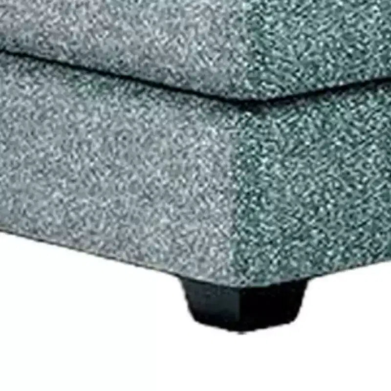 Royal Hampton Ottoman, Teal Blue Polyester Cushioned Top, Black Wood, 40 Inch
