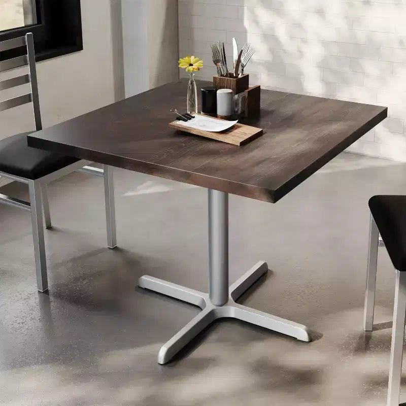 Flash Furniture Bennett Dessus de table commercial carré en bois massif avec pied en X en fonte résistant à la rouille de 76,2 x 76,2 cm pour table à manger