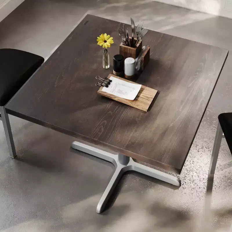 Flash Furniture Bennett Dessus de table commercial carré en bois massif avec pied en X en fonte résistant à la rouille de 76,2 x 76,2 cm pour table à manger