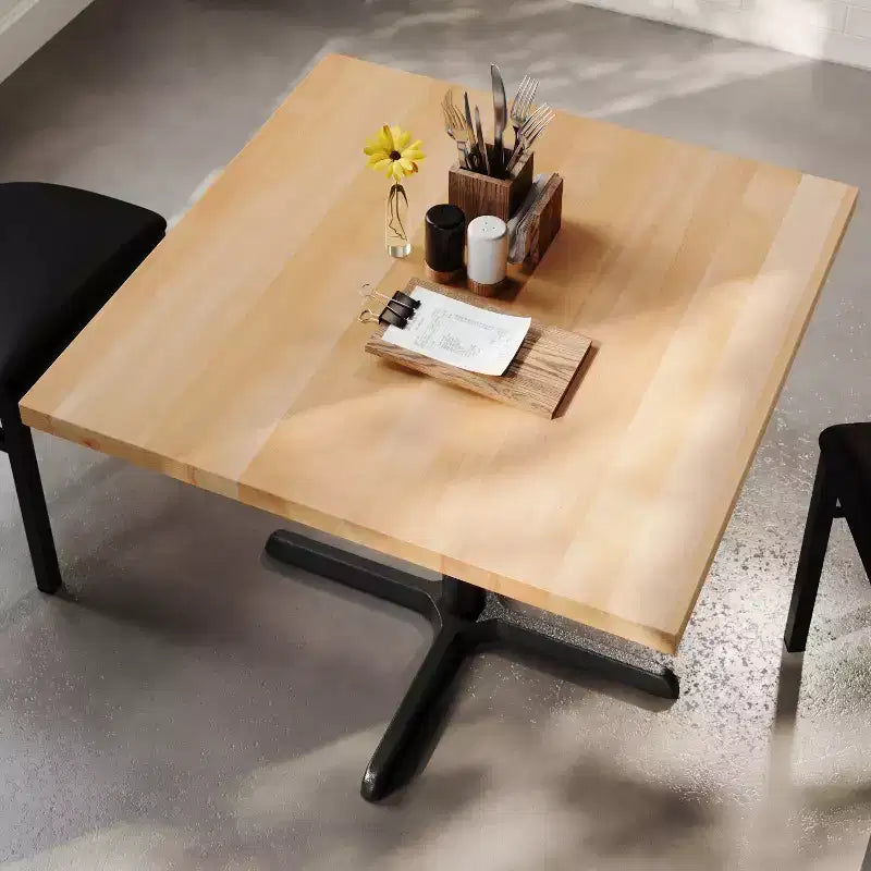 Flash Furniture Bennett Dessus de table commercial carré en bois massif avec pied en X en fonte résistant à la rouille de 76,2 x 76,2 cm pour table à manger