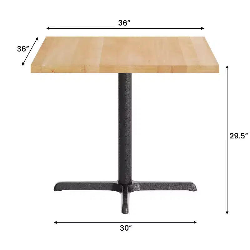 Flash Furniture Bennett Dessus de table commercial carré en bois massif avec pied en X en fonte résistant à la rouille de 76,2 x 76,2 cm pour table à manger