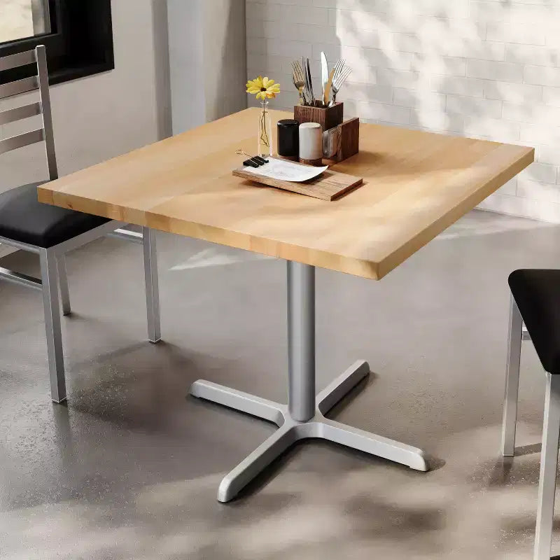 Flash Furniture Bennett Dessus de table commercial carré en bois massif avec pied en X en fonte résistant à la rouille de 76,2 x 76,2 cm pour table à manger