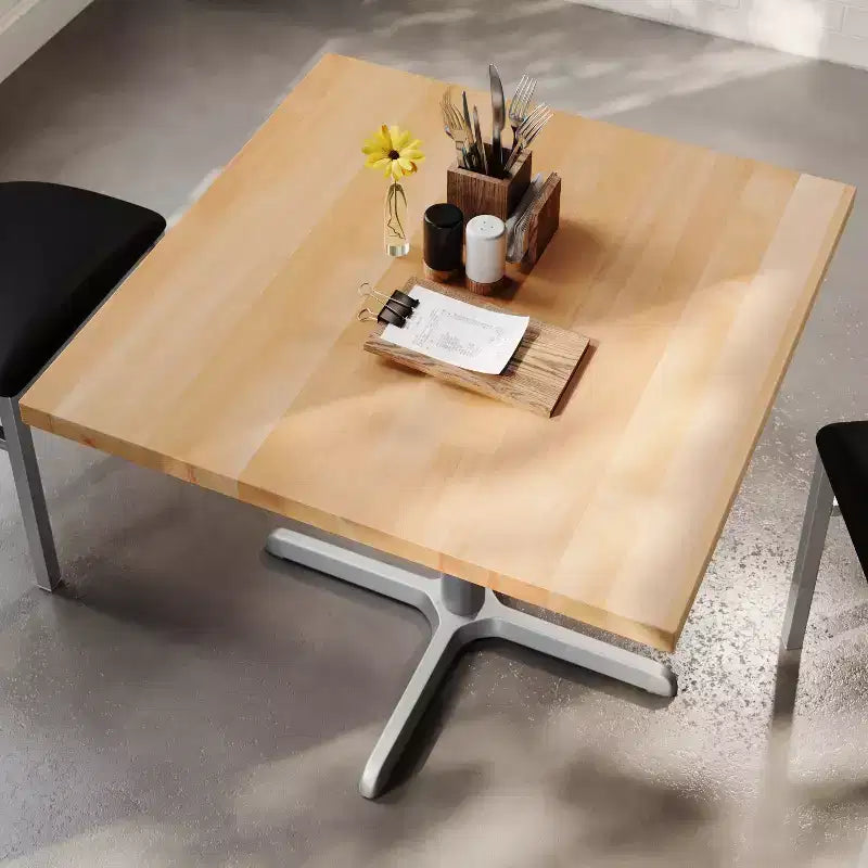 Flash Furniture Bennett Dessus de table commercial carré en bois massif avec pied en X en fonte résistant à la rouille de 76,2 x 76,2 cm pour table à manger