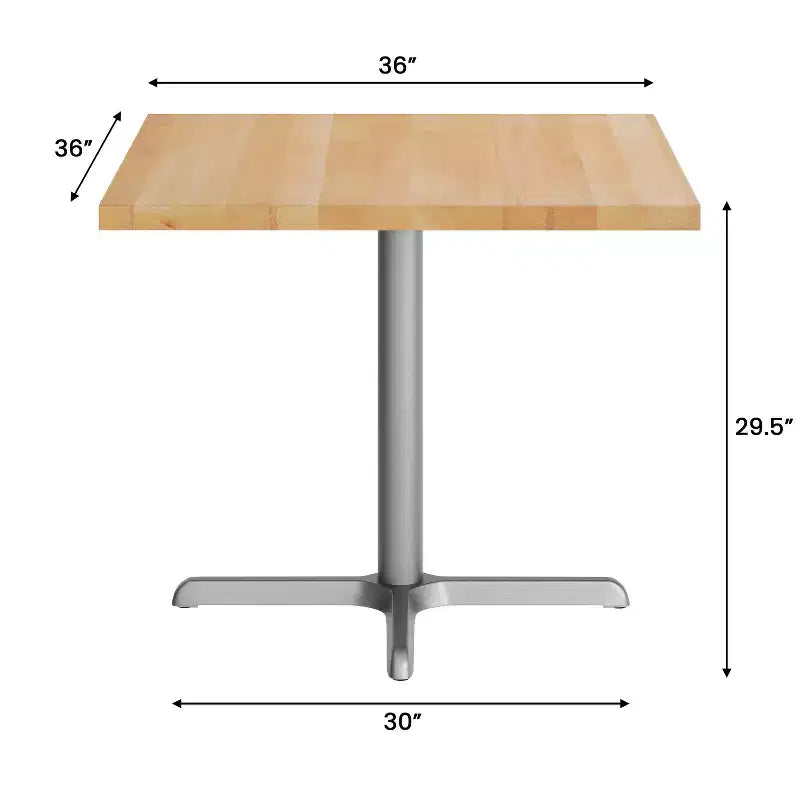 Flash Furniture Bennett Dessus de table commercial carré en bois massif avec pied en X en fonte résistant à la rouille de 76,2 x 76,2 cm pour table à manger