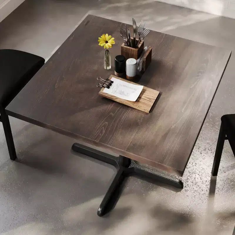 Flash Furniture Bennett Dessus de table commercial carré en bois massif avec pied en X en fonte résistant à la rouille de 76,2 x 76,2 cm pour table à manger
