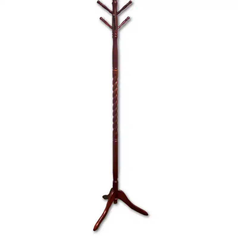 Okak 71.5IN Freestanding Hall Tree with Wooden Stand, Elegent Coat Rack with 6 Hooks, Coat Tree for Living Room, Bedroom, Entryway, Cherry