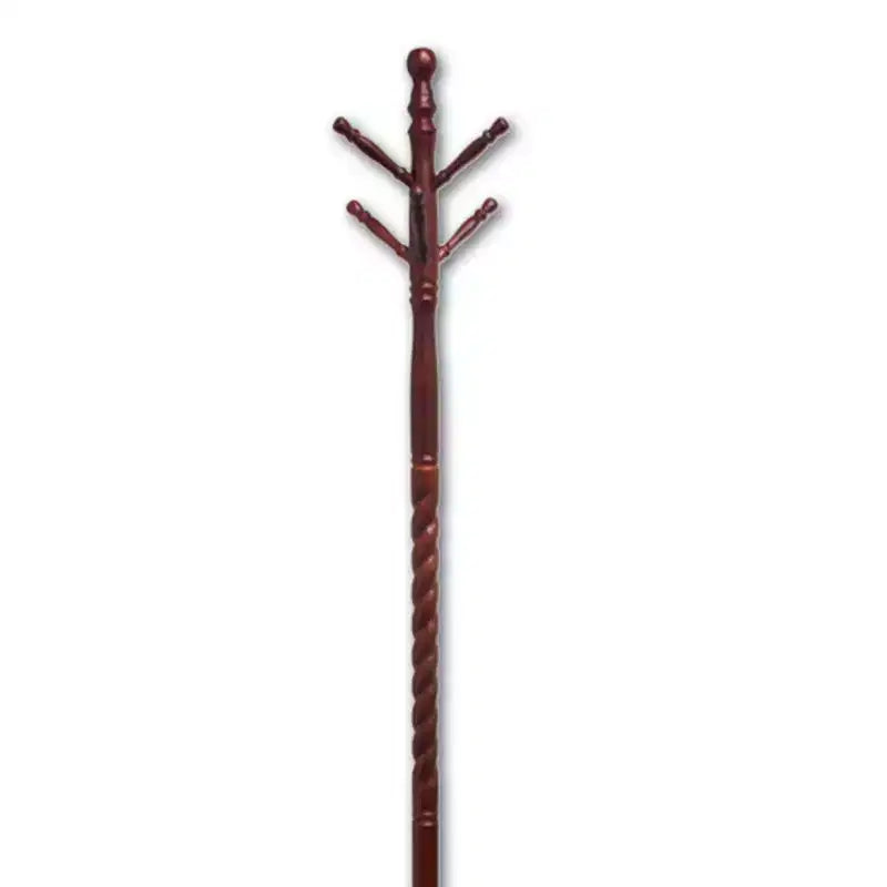 Okak 71.5IN Freestanding Hall Tree with Wooden Stand, Elegent Coat Rack with 6 Hooks, Coat Tree for Living Room, Bedroom, Entryway, Cherry