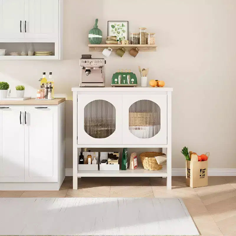 COZONY Farmhouse Console Table with 2-Door Storage, Entryway Table with Shelf for Living Room