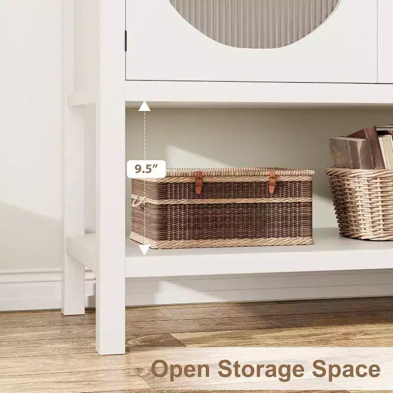 COZONY Farmhouse Console Table with 2-Door Storage, Entryway Table with Shelf for Living Room