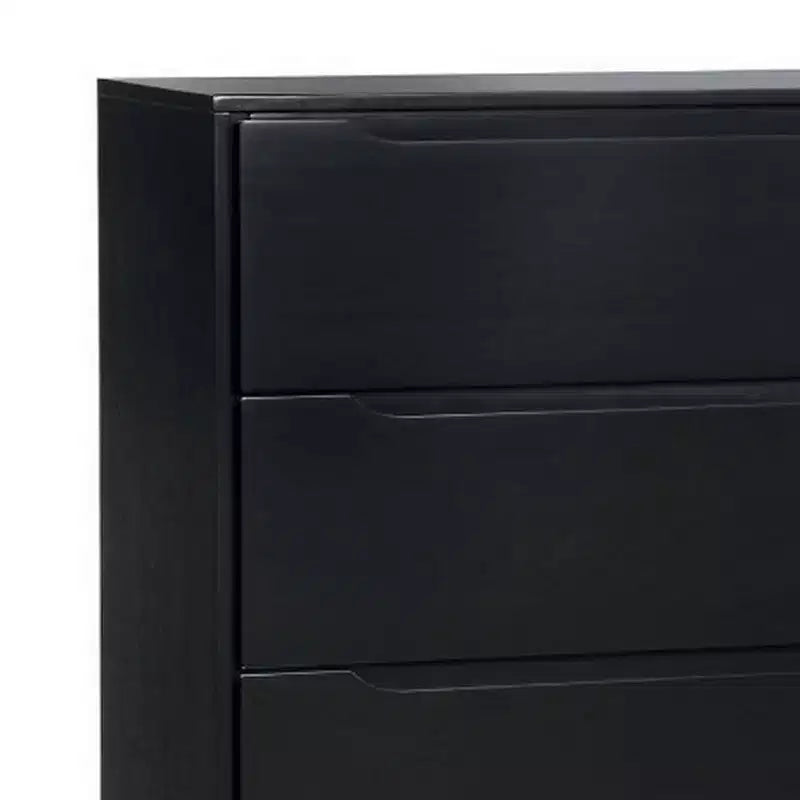 Royal Hampton 4 Drawer Wooden Chest With Round Tapered Legs, Black